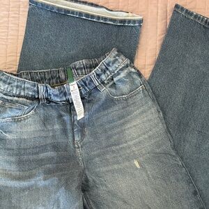 HALARA Light Blue Denim Elastic Waist Jeans